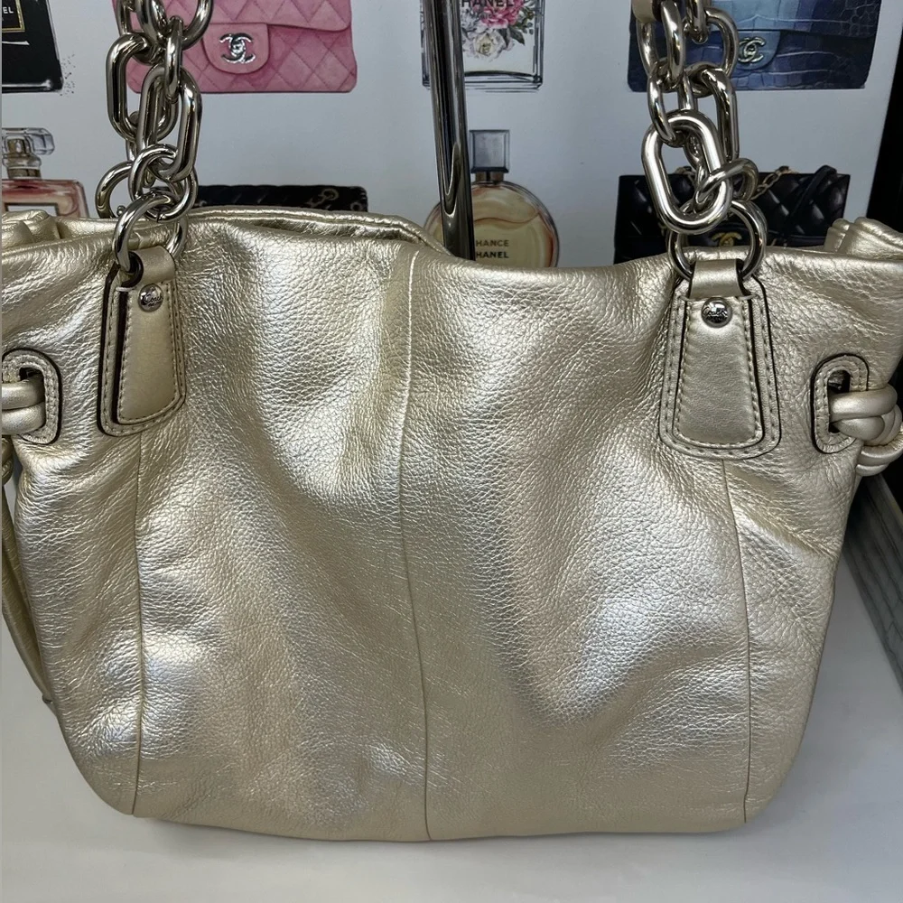 Coach Kristin 2010 Leather Metallic Silver Shoulder Bag with dust bag - Picture 5 of 8